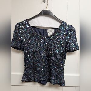 Vintage Papell Boutique Sequin Top, Sz 10